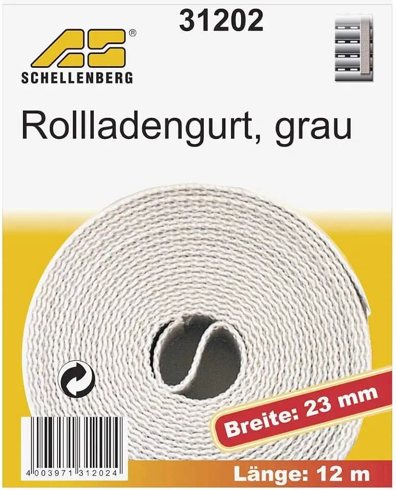 Schellenberg 31202 Rolladengurt Maxi 23 mm Breit 12 m Lang, Rollladengurt einfach austauschen, Grau