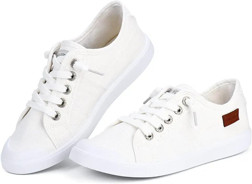 JENN ARDOR Slip-on Canvas Fashion Sneakers for Womens Comfortable Casual Walking Flats Elastic Stylish Cute Lightweight Shoes