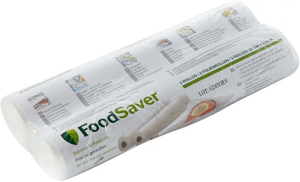 FoodSaver, wiederverwendbare Vakuumbeutel | für FoodSaver Lebensmittel-Vakuumierer | BPA-frei | 2 Rollen Vakuumbeutel (28 cm x 5,5 m)