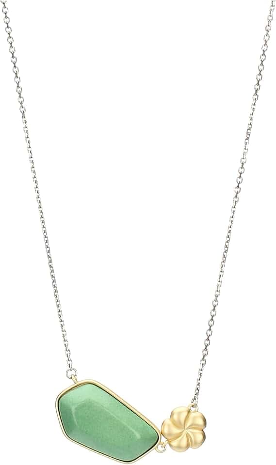 THUN - Halskette mit Stein und Blume - Keramik, Metall - Kollektion Für Sie gewidmet - 40 + 5 cm