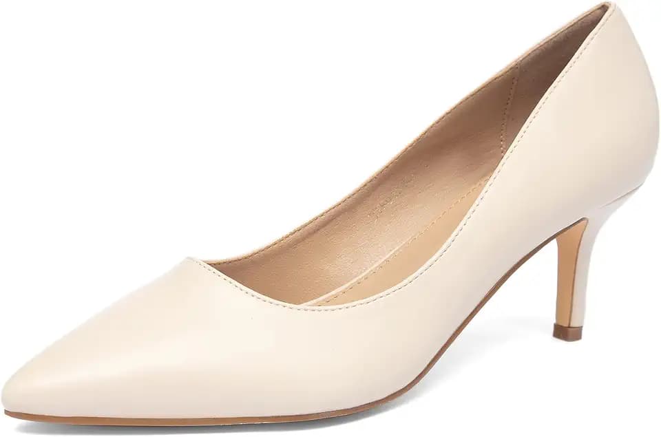 NEWBELLA Pointed Toe Kitten Heels for Women, Closed-Toe Low Heel Pumps, Comfortable Work Shoes for Business Casual and Formal Occasions