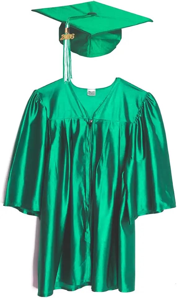 Shiny Child Graduation Cap, Gown, Tassel and 2026 Charm Set, Kindergarten Graduation and Kids Preschool