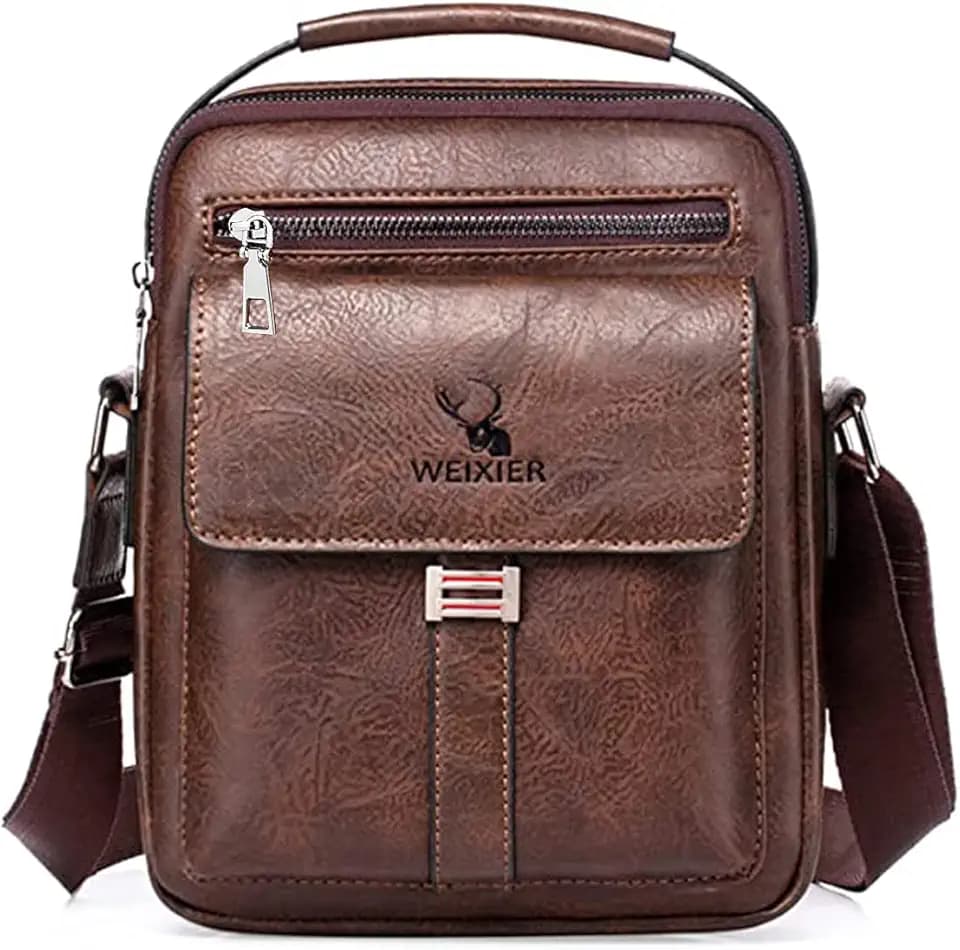 A-QMZL Herren-Umhängetasche, Vintage, Umhängetasche, Leder, kleine Schultertasche, Crossbody Business, Schultasche, Tasche, Handtaschen für Reisen, Wandern und Arbeiten, Braun 3, S, Retro