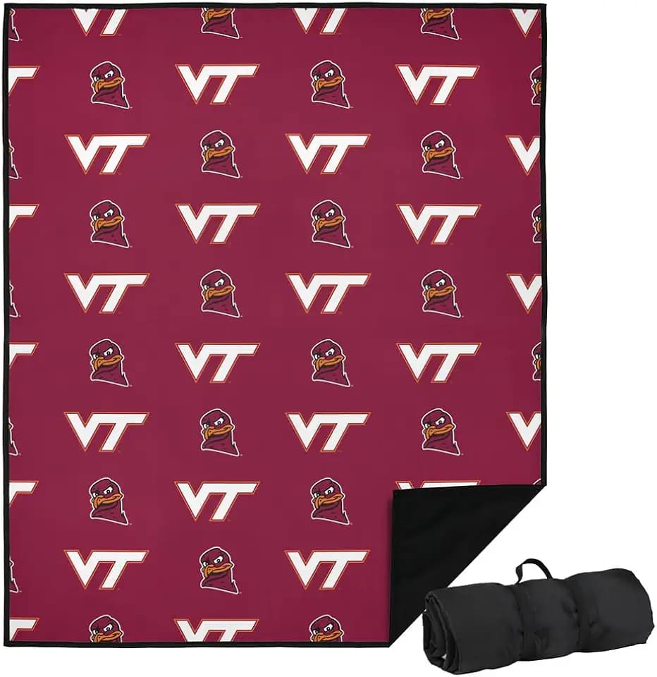 LOGOVISION Virginia Tech Picnic Outdoor Blanket, 50"x60" Logo Pattern, Foldable Blanket for Picnic, Beach, Camping, Park, Tailgate