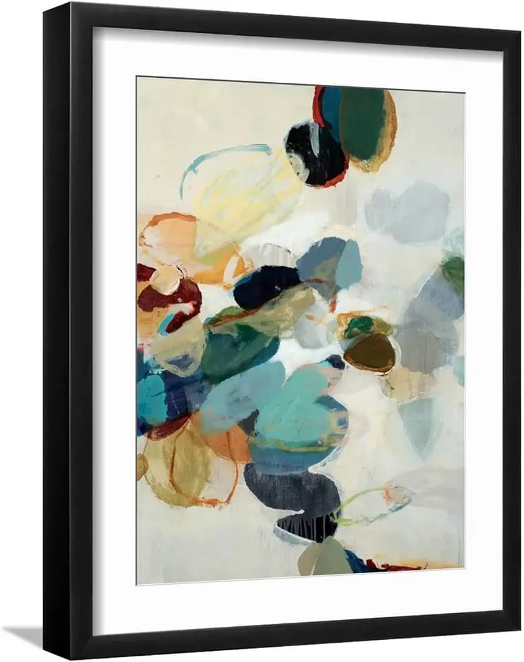 ART.COM Wall Art Print Scattered Stones on Black Frame by Randy Hibberd, 17" x 21"
