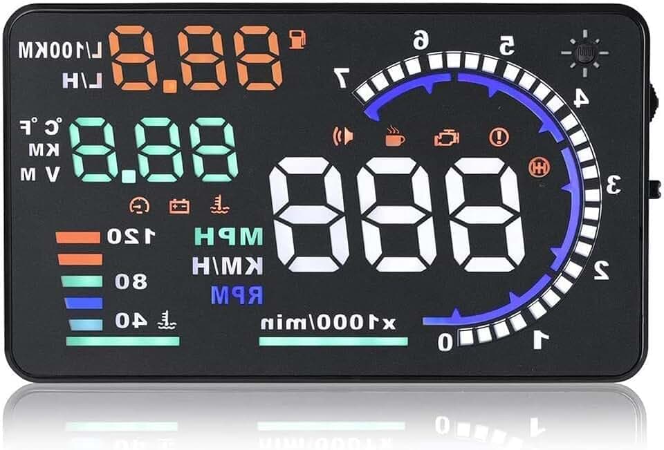 Geloo Auto HUD Head Up Display A8 5,5 Zoll OBD2 Digital HUD Geschwindigkeitsmesser über Geschwindigkeit Warnung Auto Windshied Bildschirm Geschwindigkeitsanzeige mit OBDII, EUOBD