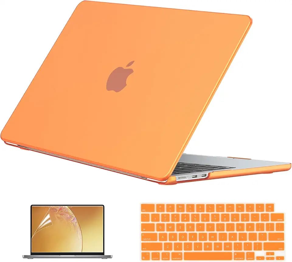 EooCoo Case for MacBook Air 13 inch M5/M4/M3/M2 2026-2022, Matte Orange