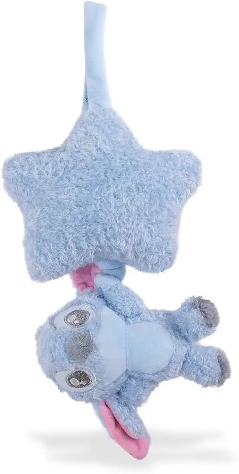 Disney Stitch Spieluhr aus Plüsch – Kuscheltier mit Einschlafmelodie, weicher Stoff, detailreicher Charakter, beruhigendes Babyspielzeug, blau, Gesamtlänge ca. 33 cm, ab 0 Monate