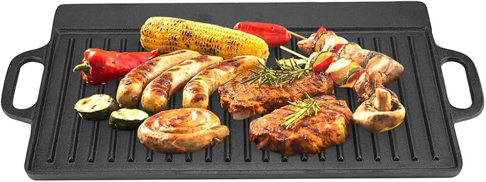 lyrlody Teppanyaki Grillplatte für Induktionsplatten, Antihaftbeschichtung, Beidseitig Verwendbar, Schwarz, 50,5 x 23,5 x 1,4 cm