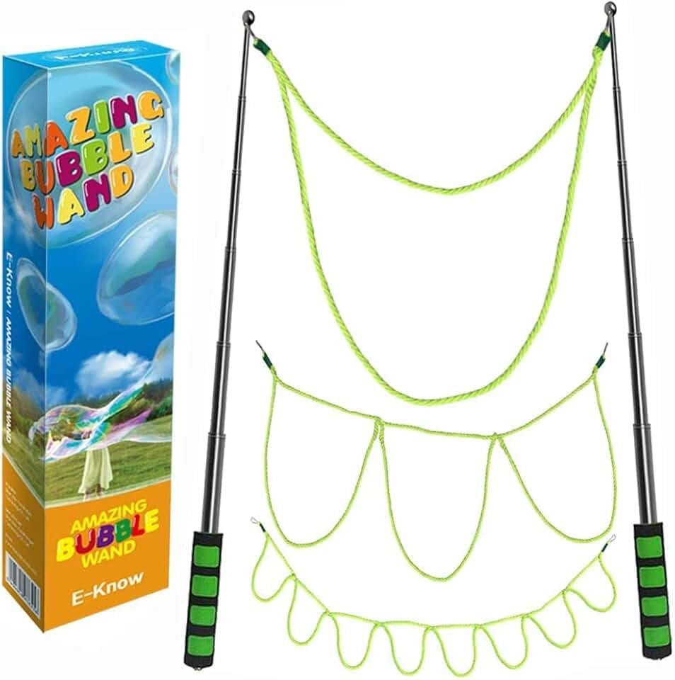 E-Know Riesenseifenblasen-3 Stile Seifenblasen-Stab für Seifenblasen Partei-Edelstahl machte das teleskopische Entwurfs-einfache Tragen für Garten Spielzeug Outdoor Spielzeug（MEHRWEG）