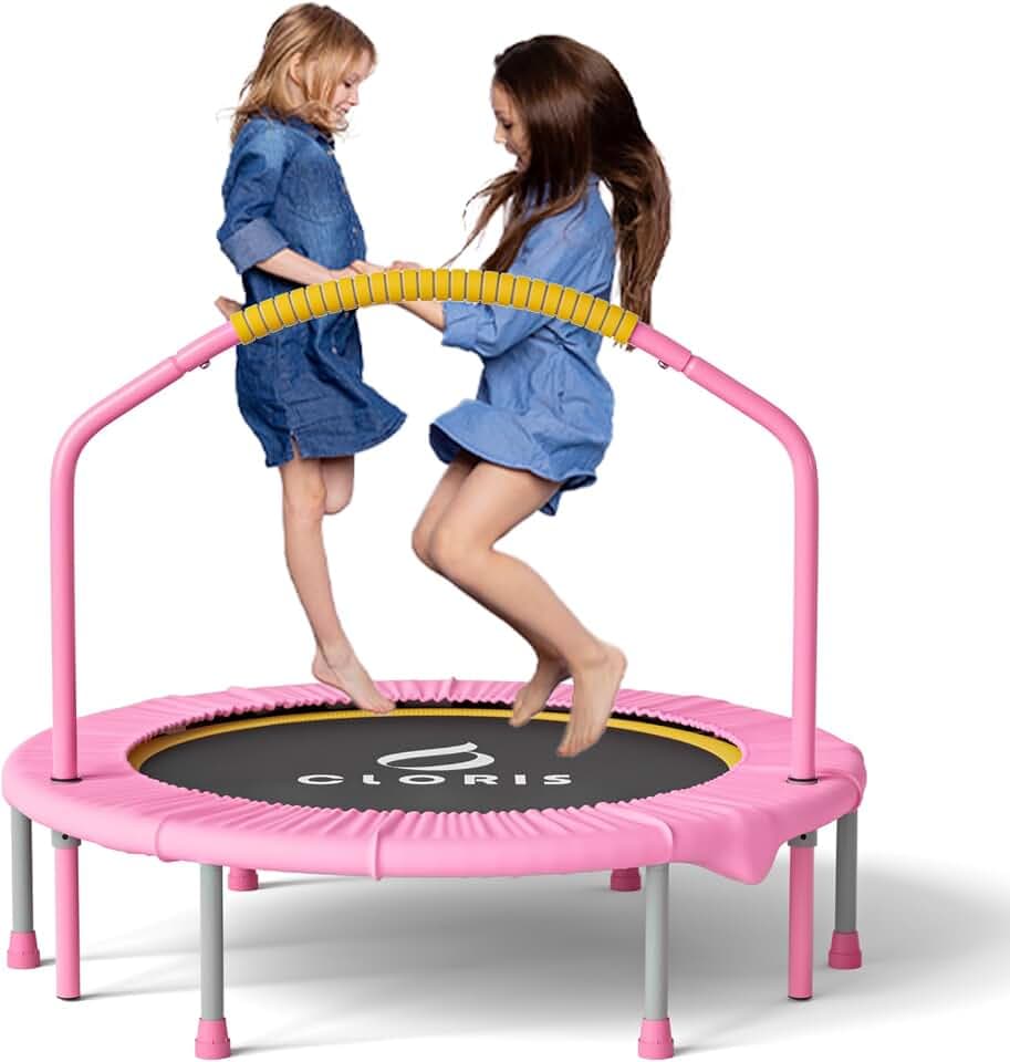 CLORIS 38in/48in Folding Trampoline - Max Load 220lbs / 450lbs Trampoline Rebounder Trampoline with Adjustable Foam Handle, with safty Padded Cover Best Gift