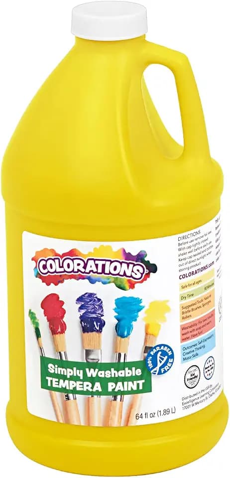 Colorations Paraben-Free Simply Washable Yellow Tempera Paint for Kids