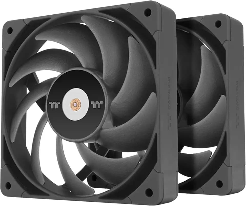 Thermaltake TOUGHFAN 12 Pro High Static Pressure PC Cooling Fan, PWM Controlled 500~2000 RPM, Air Flow 70.8 CFM, Gen.2 Hydraulic Bearing 120mm Case/Radiator Fan (2 Pack) CL-F159-PL12BL-A