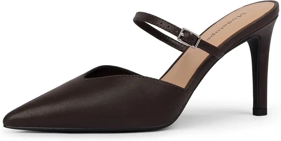Modatope Pointed Toe Ankle Strap Heels for Women Stiletto Closed Toe Pumps Women Dress Party Mules Sandals
