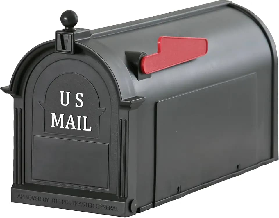 Postal Pro, The Ambrose Mailbox, Durable Plastic, Easy to Install, Flag Included, Black