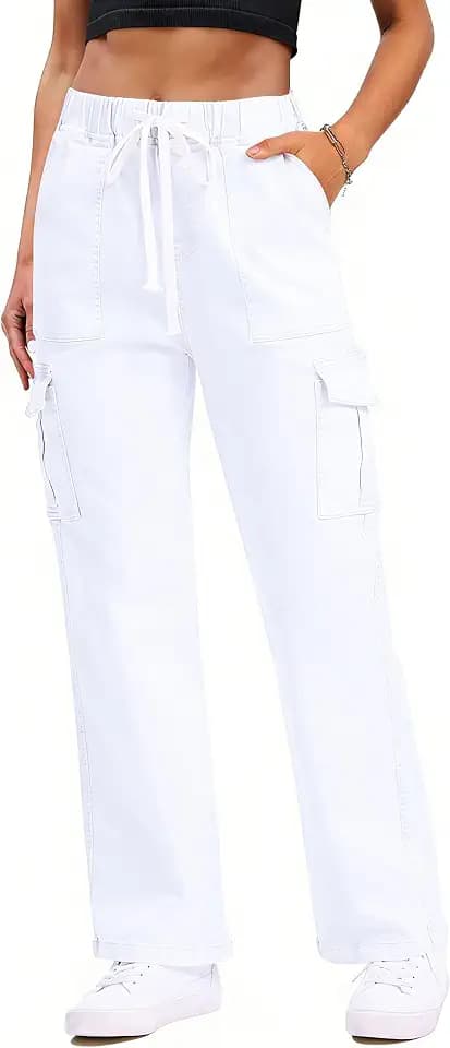 SESERAGI Cargo Jeans for Women Stretchy Baggy Drawstring 27"/29" Denim Pant