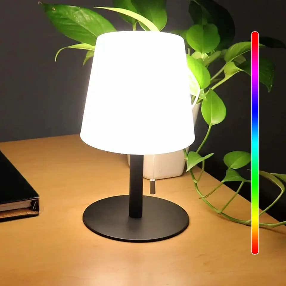 da LIGHT Led Akku Tischlampe Outdoor, LED Tischleuchte Kabellose Dimmbar in 8 Farben, USB Aufladbar Nachttischlampe Farbwechsel Nachtlicht Schwarz für Schlafzimmer Büro Garten Dekoration