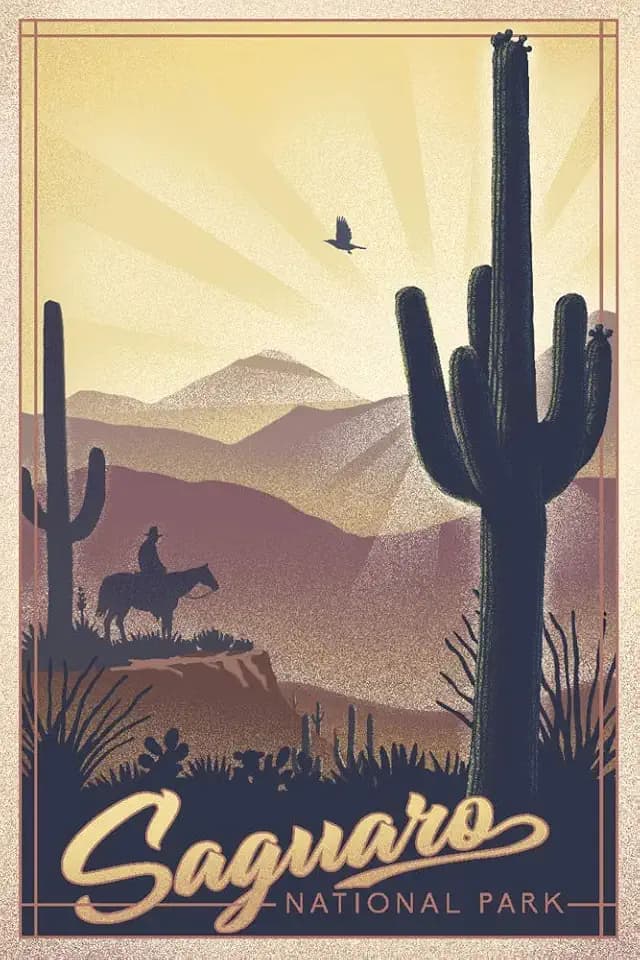 Saguaro National Park Puzzle 1000 Pieces for Adults, Hand Drawn Desert Art Jigsaw Puzzle, Made in USA, Premium Matte Finish, Arizona Landscape Puzzle with Poster