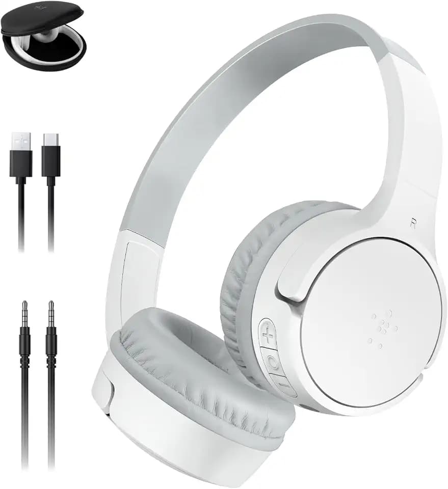 Belkin SoundForm Mini Bluetooth Kids Headphones with Case, 30H Battery Life