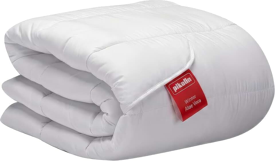 PIKOLIN Bettdecke 150 x 220 cm. Dicke Winter-Steppdecke mit 400g Aloe Vera Faserfüllung, Hautfreundlich und Atmungsaktiv, Für Sensible Haut, Extra Warm, Hypoallergen
