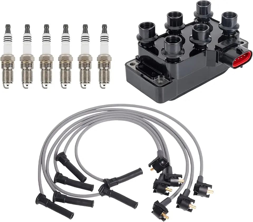 ENA Ignition Coils Spark Plugs and Wires Set Compatible with Ford Ranger