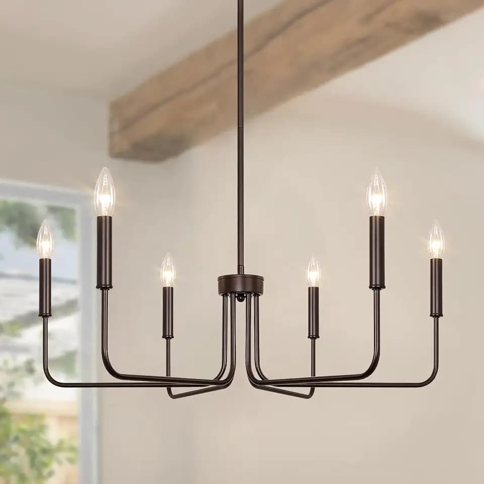 6-Light Farmhouse Chandeliers for Dining Room, Oil Rubbed Bronze
