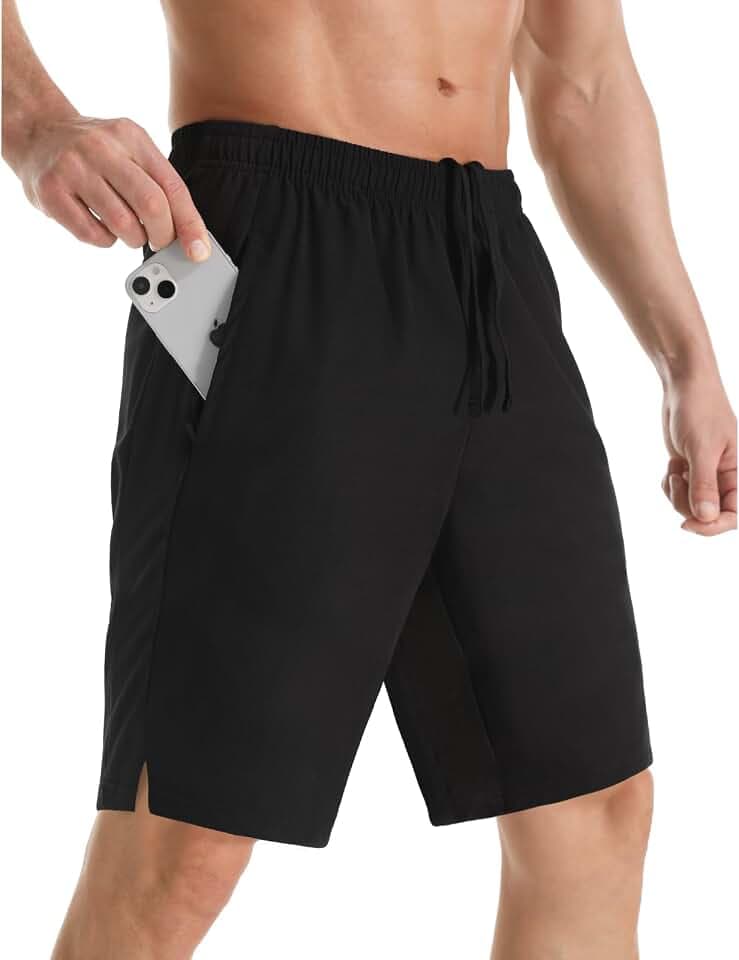 Men's 7" Athletic Running Shorts Lightweight Quick Dry Gym Workout Shorts with Zipper Pockets