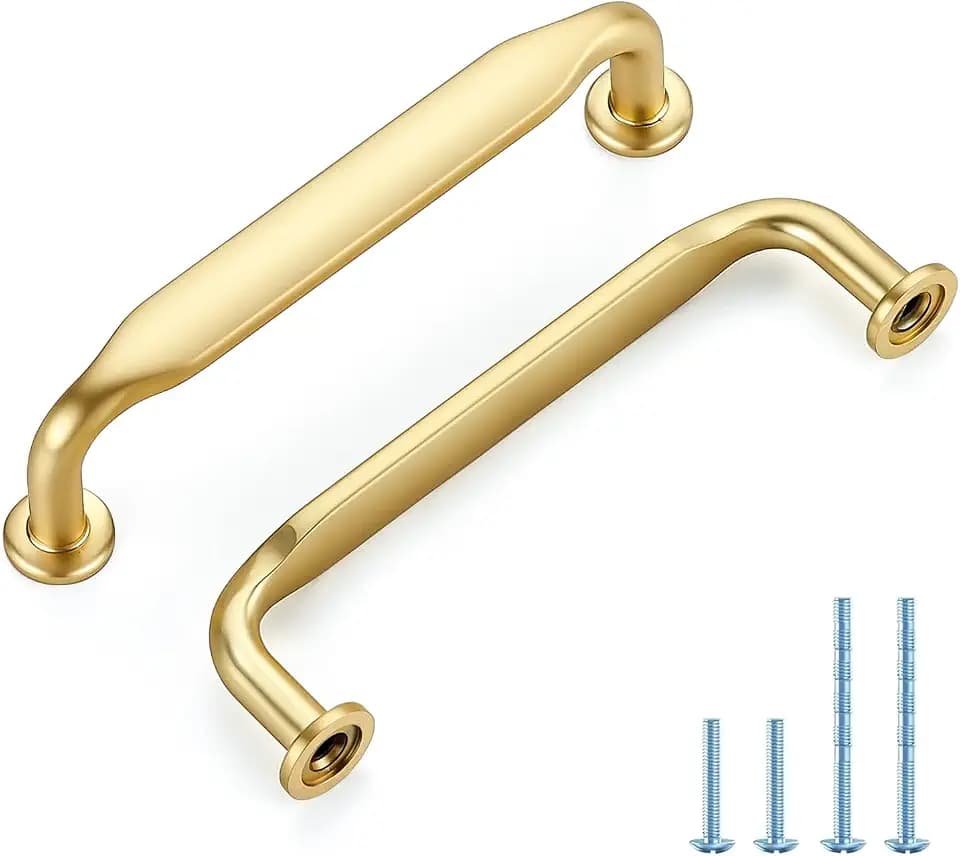 HOME EDIT Brushed Gold Solid Cabinet Handles & Pulls 3-3/4 Inch 10 Pack