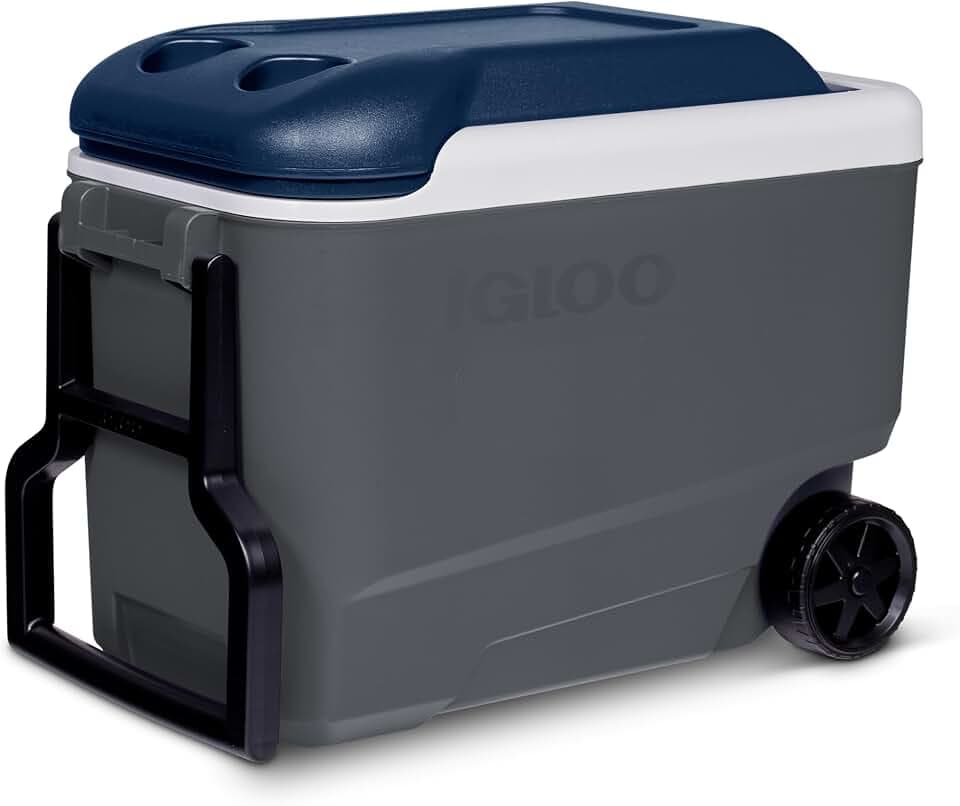 IGLOO Maxcold Roller Kühlbox 40L – Robuste Kühlbox mit Rollen für Camping, Strand & Outdoor – Extra Starke Isolierung für Lange Kühlleistung – Leicht zu ziehen, ideal für Ausflüge & Reisen