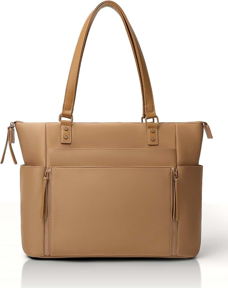 MOMINSIDE Neoprene Diaper Bag Tote, Diaper Bag Backpack pañaleras para bebe,14 Pockets Large Capacity Diaper Bags, Convertible Diaper Tote, Brown