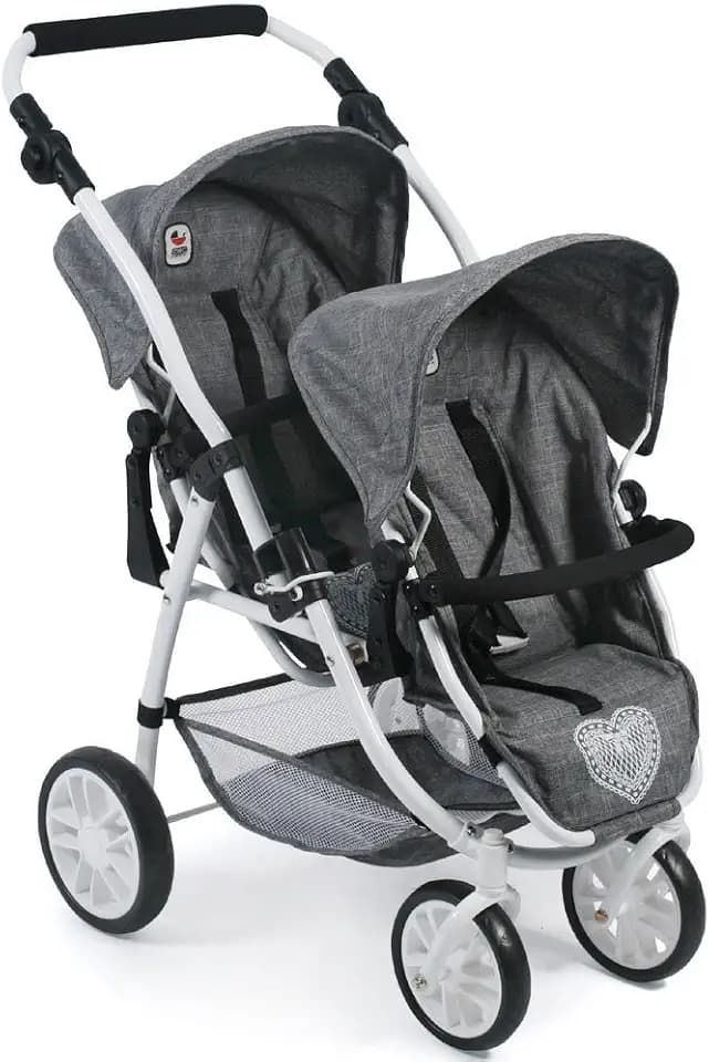Bayer Chic 2000 68976 Tandem-Buggy Vario - Puppenwagen, Grau (Jeans Gray), 3 bis 7 Jahre alt.