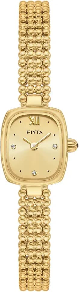 FIYTA Women's Watch - Elegant Gold Small Square Luxury Watch with Sapphire Crystal; 316L Stainless Steel Jewelry Bracelet, Timeless Gift for Her, Mother's Day, Gift Box Included