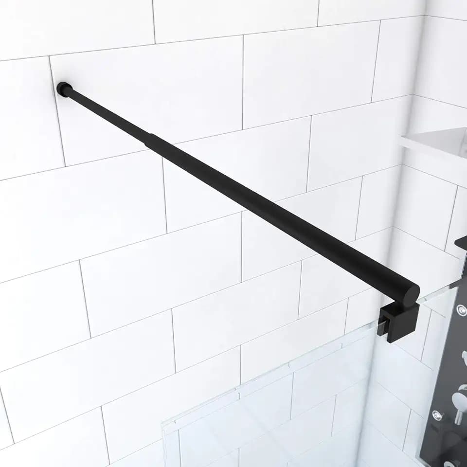 AURLANE Befestigungsstange, ausziehbar, 70 – 100 cm, Schwarz, matt, für begehbare Dusche – Wandbefestigung