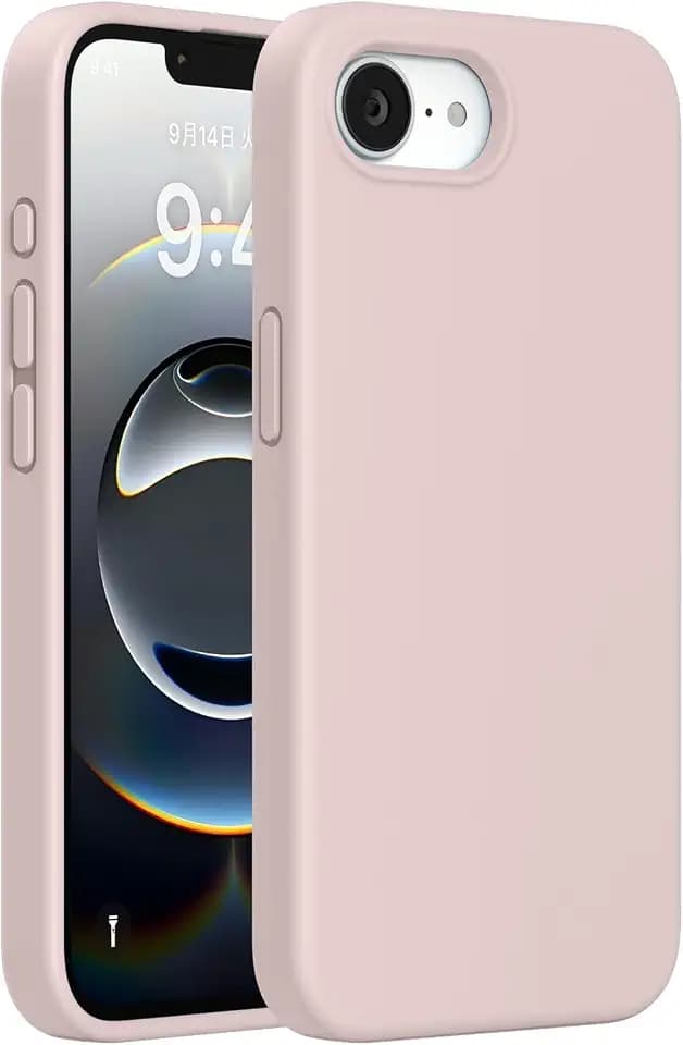 miracase Compatible with iPhone 16e Case/iPhone 17e Case, [Soft Anti-Scratch Microfiber Lining], Liquid Silicone Shockproof Drop Protection Phone Case for iPhone 16e/17e, Sand Pink