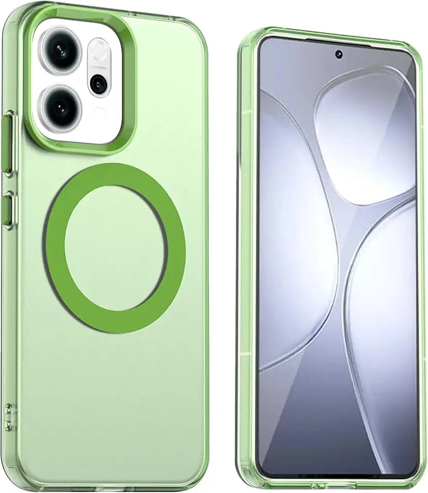 GOGME Hülle für Oppo Reno 14F 5G/4G | Reno 14 FS 5G/4G, Kompatibel mit MagSafe, Anti-Scratch PC + TPU Schutzhülle, Transluzente Matt Rückseite Dünn Stoßfest Handyhülle - Grün