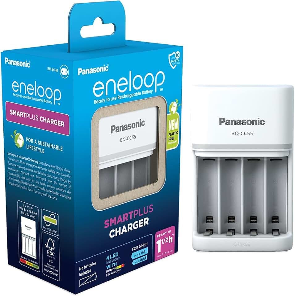 eneloop SmartPlus Ladegerät, für 1-4 AA/AAA NI-MH Akkus