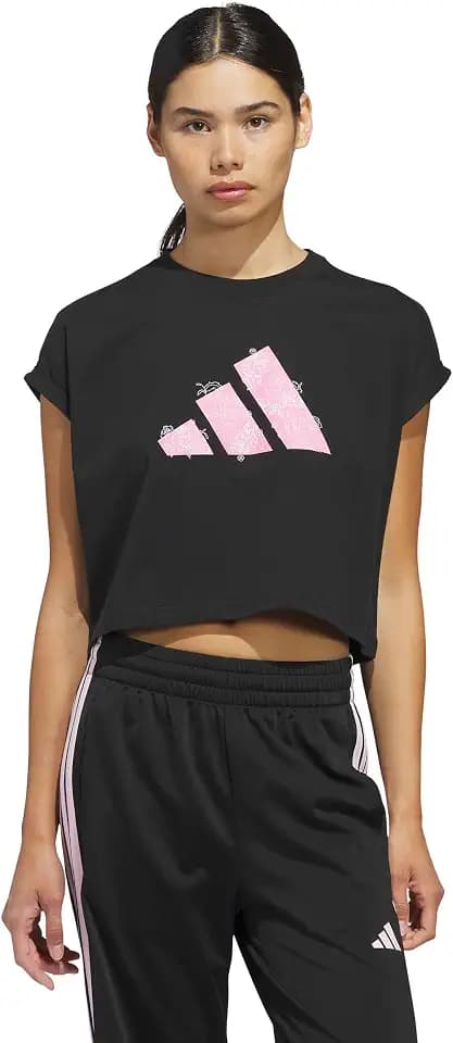 adidas Women's Western Florals Big Logo Graphic T-Shirt