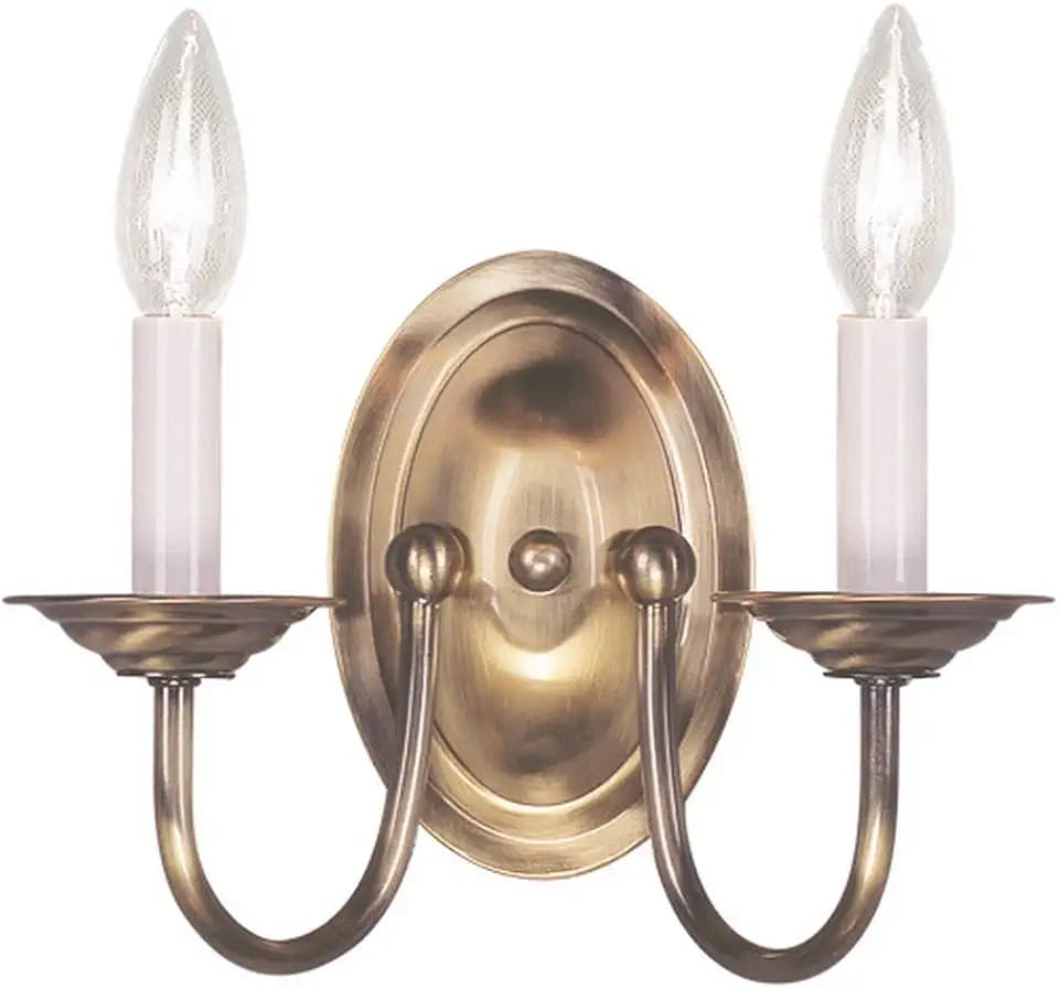 Livex Lighting 4152-01 2-Light Wall Sconce, Antique Brass