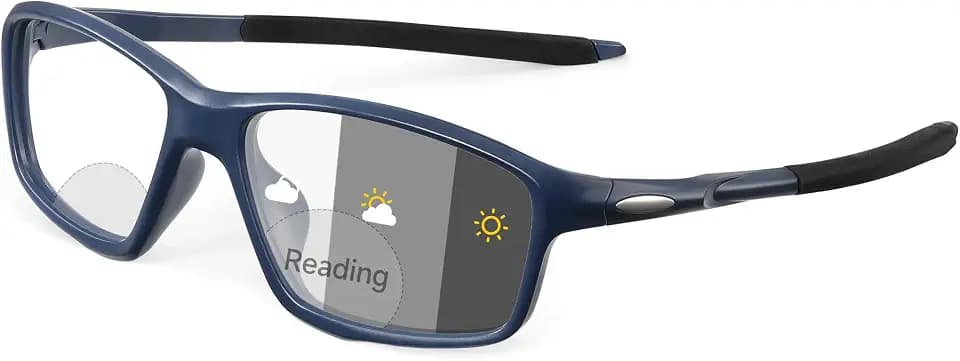 Bifocal Reading Glasses for Men - Sports Photochromic Safety Glasses with Blue Light Blocking Readers