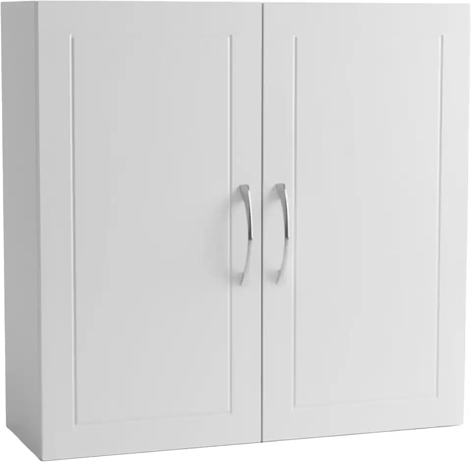 Relaxdays Hängeschrank Bad, 2 verstellbare Einlegeböden, weiß/Silber