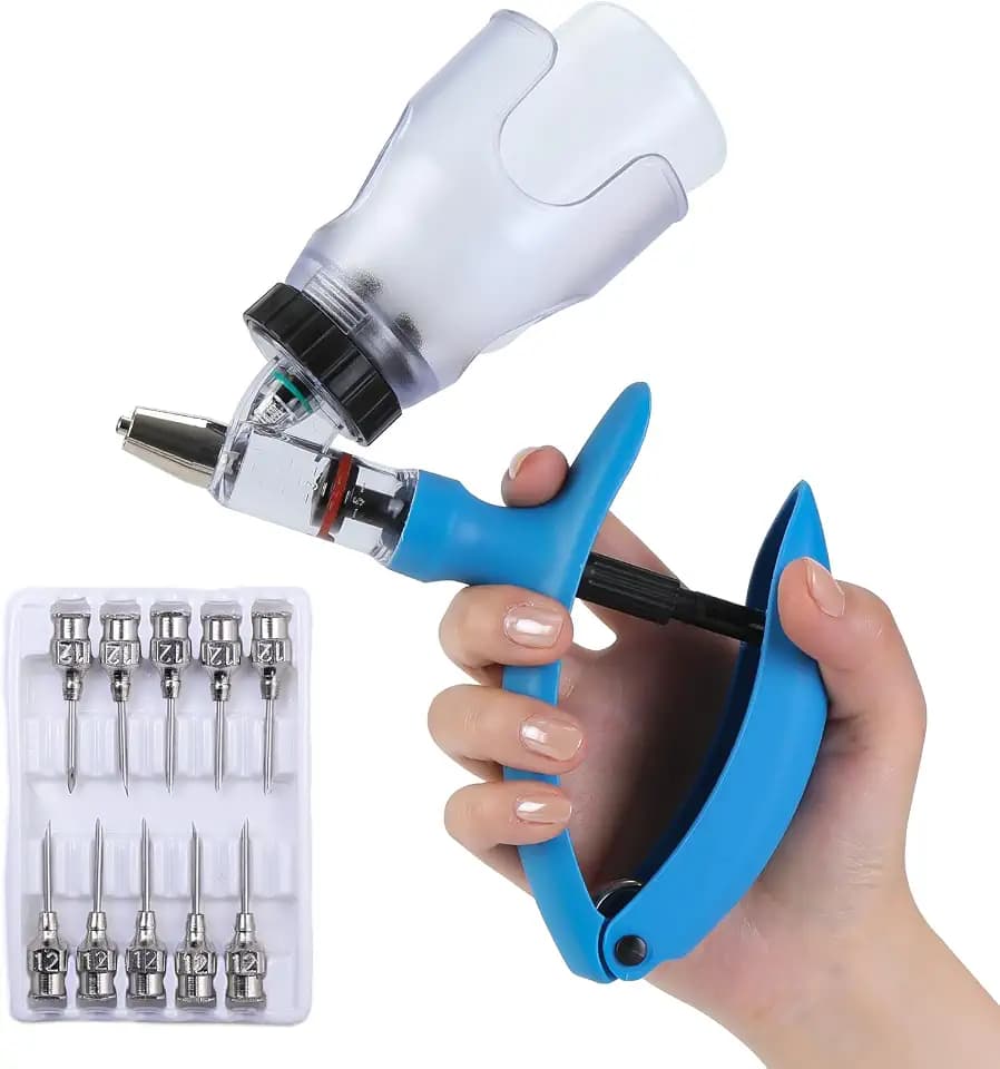 5ml Continuous Self-Refilling Livestock Syringe, 10 Needles Included
