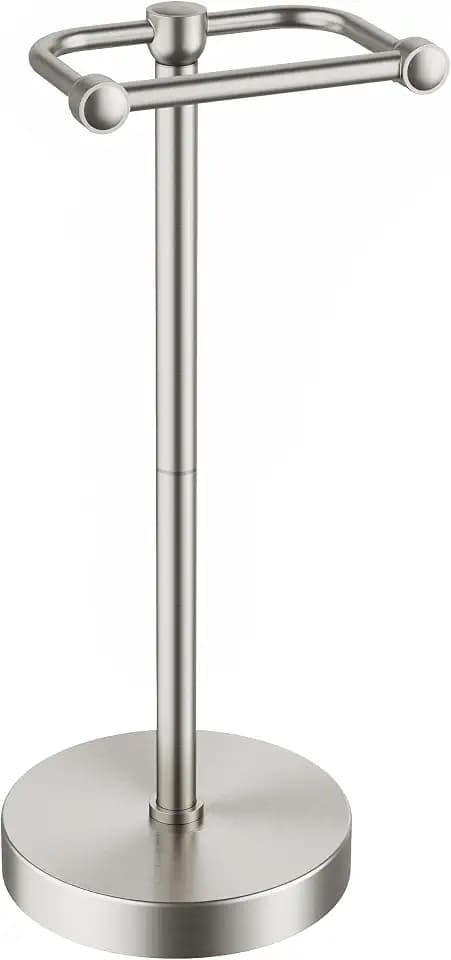 Brushed Nickel Toilet Paper Holder Stand, 4.82 lb Weighted Base, Heavy Duty