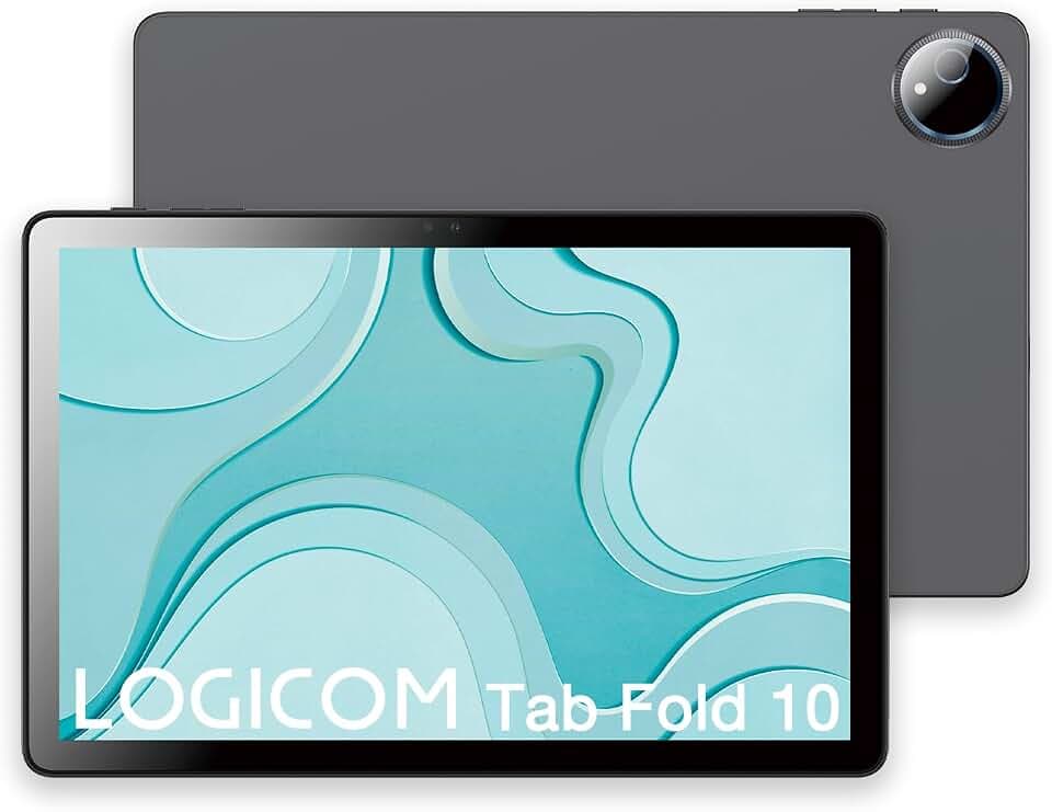 Logicom - Fold 10 – Android 15 Tablet – Folio Gartuit – 10,1 Zoll – HD IPS – 6 GB RAM – 128 GB + 256 GB – WiFi 6 – Octa-Core – USB C – Kameras 8 MP und 5 MP – Akku 6000 mAh – Grau