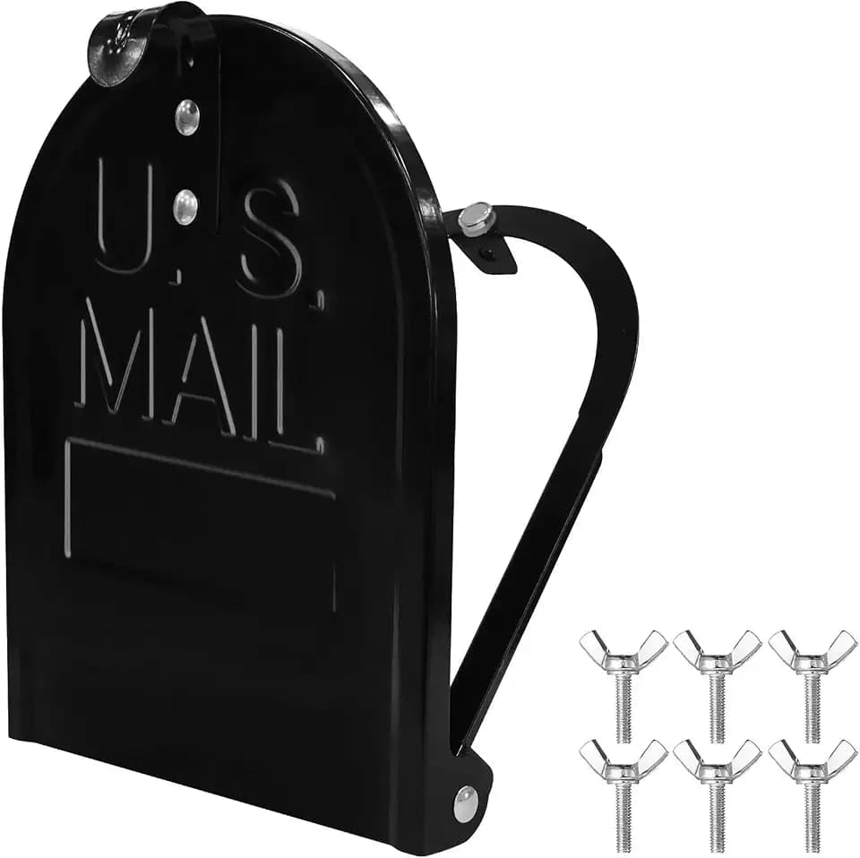 6 1/4 Inch (W) by 8 Inch (H) Mailbox Door Replacement Black Metal Finish Heavy Duty Galvanized Steel Snap-in Front Door Flat-Head Screws & Hardware Included for Brick Mailbox Door