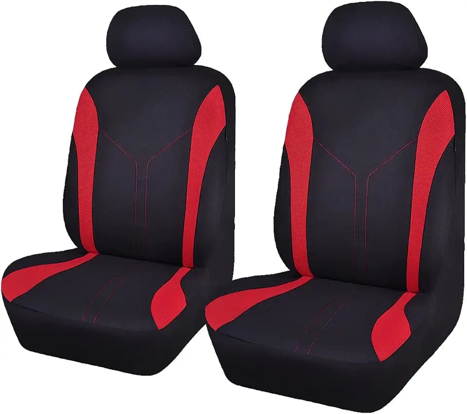 Flying Banner Car Seat Covers Front Set Breathable Mesh Seat Protector Fabric Polyester Cover Easy Installation SUV CAR Woman Lady Femal (Front Set, Black Red)