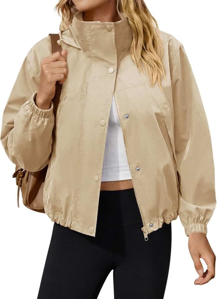Yousify Womens Light Rain Jacket Windbreaker Hooded Athletic Spring Jackets