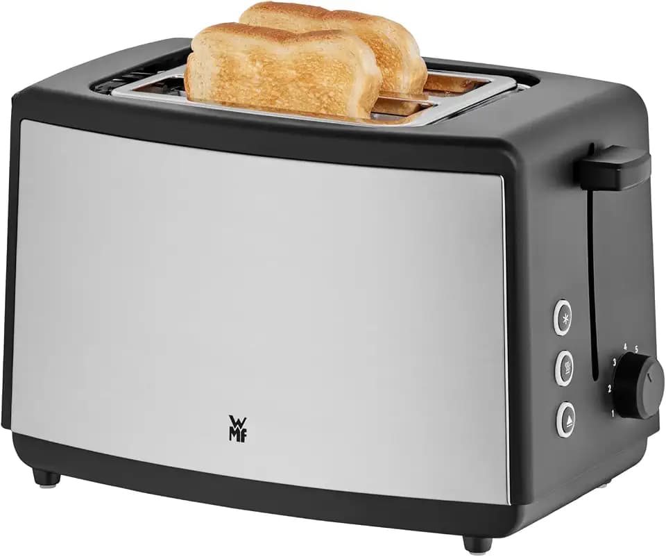 WMF Bueno Edition Toaster 2 Scheiben Edelstahl, Doppelschlitz Toaster mit Brötchenaufsatz, 2 Scheiben, 7 Bräunungsstufen, 800 W, edelstahl matt