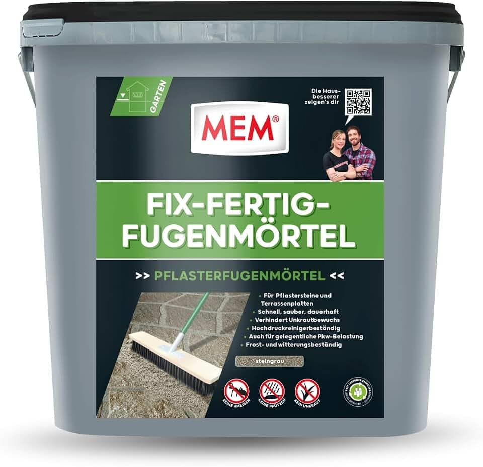 MEM Fix-Fertig-Fugenmörtel Steingrau – 12,5 kg – Pflasterfugenmörtel