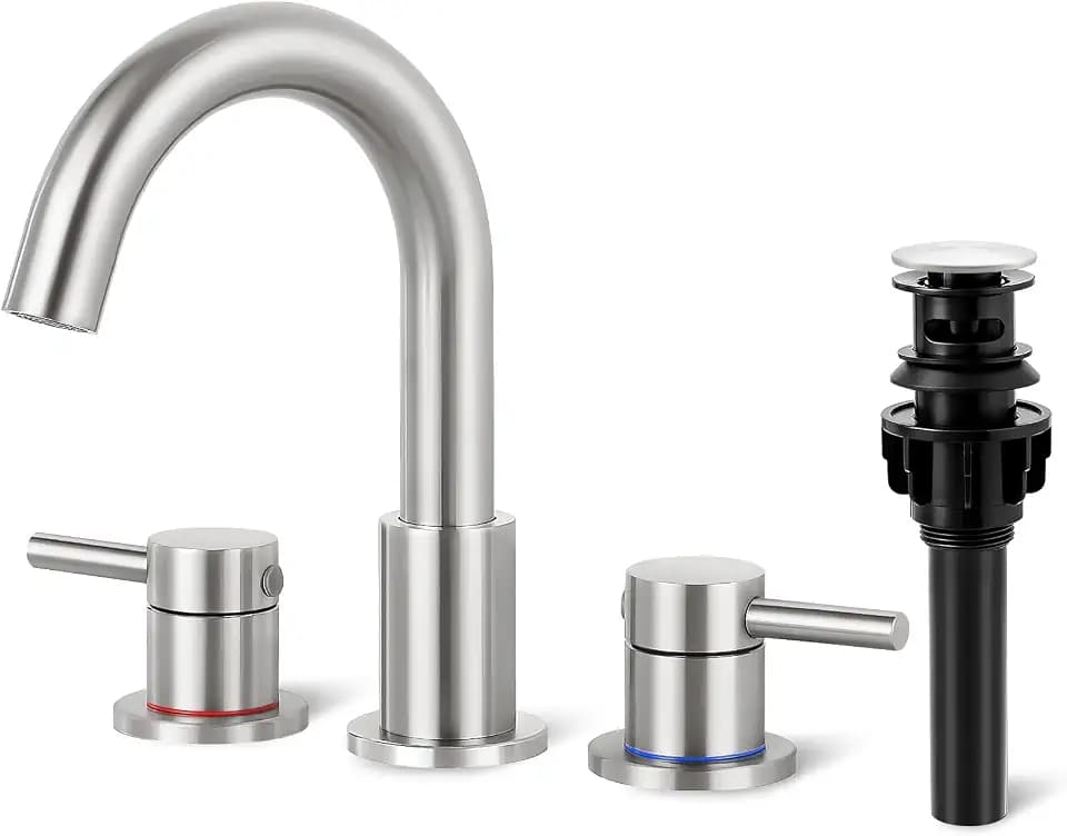 Bathroom Faucet 3 Hole Brushed Nickel, 2-Handle Widespread Faucet