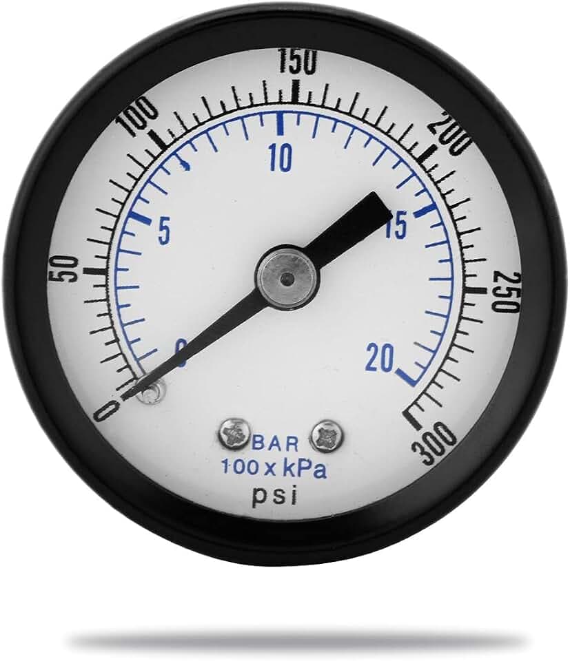 Akozon Mini Manometer, Mini Dial Air Vacuum Druckmessgeraet für Kraftstoff Luft Öl Flüssigkeit Wasser 0-20bar / 0-300psi 1/8 "BSPT Gewinde